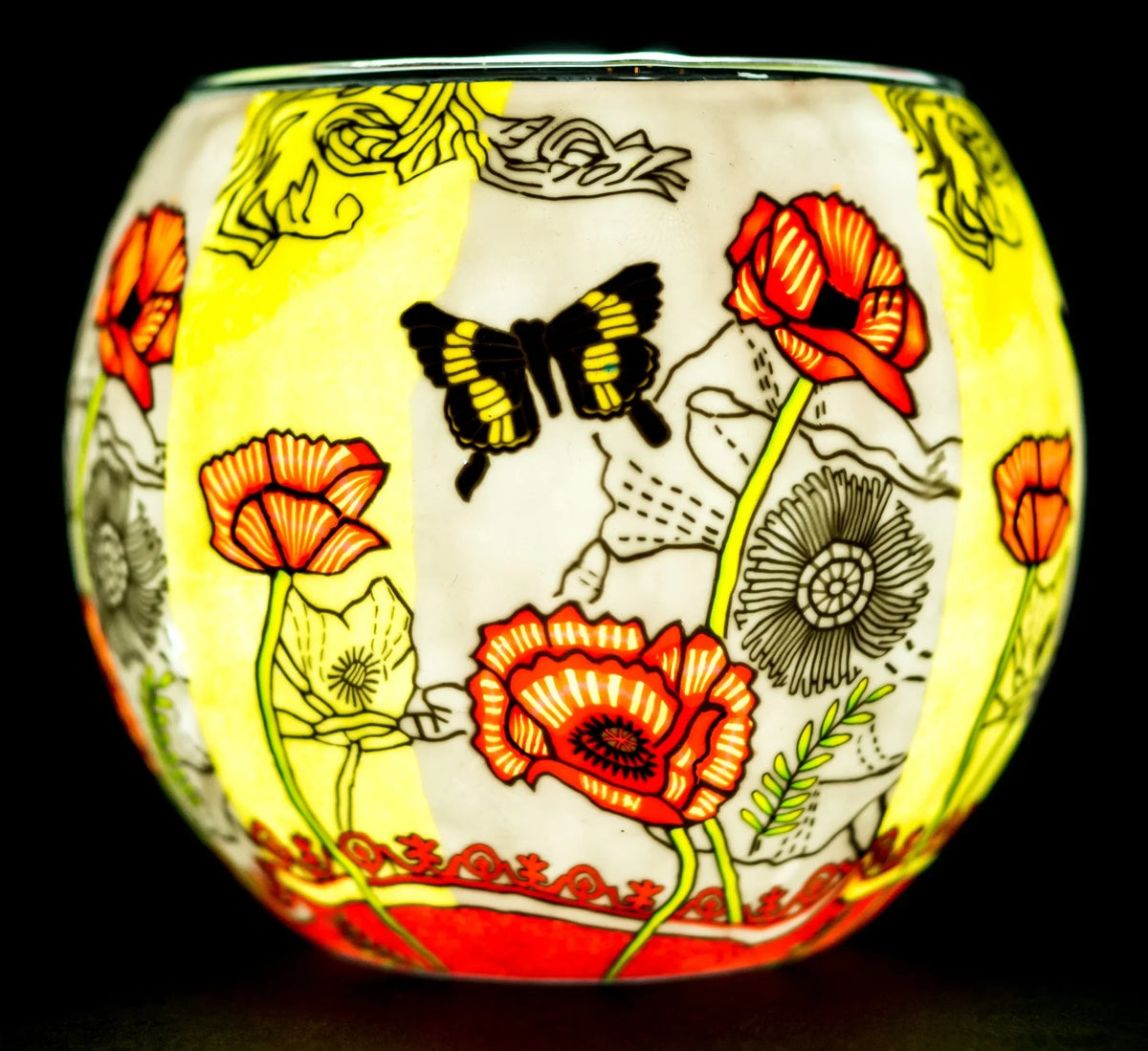 Poppy Butterfly Light Globe + LED Base Bundle