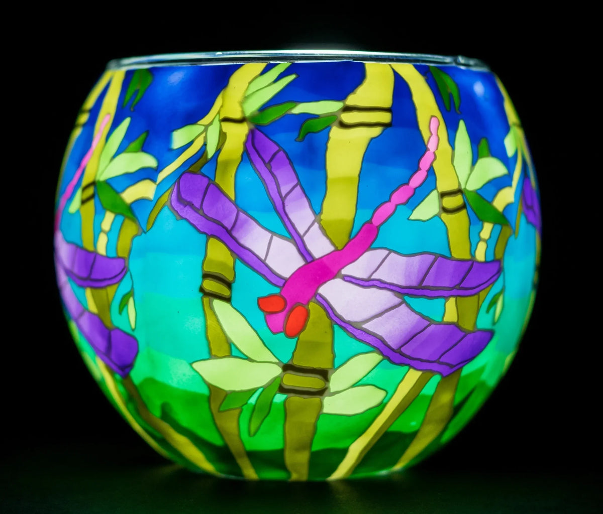 Dragonfly light globe glowing on LED base bundle