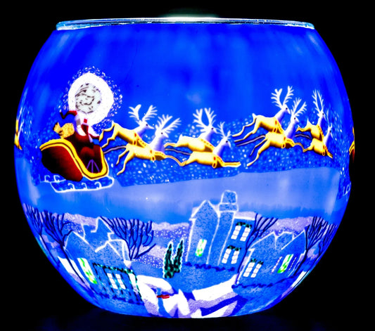 Here Comes Santa light globe glowing on LED base bundle