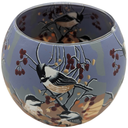 Globe lumineux en argile – Motif Mésanges, coffret cadeau