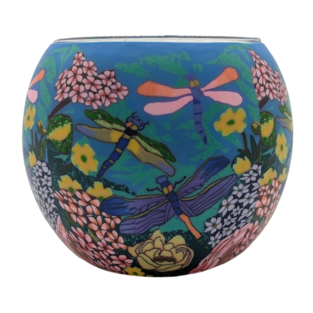 Dragonfly Garden light globe glowing on LED base bundle