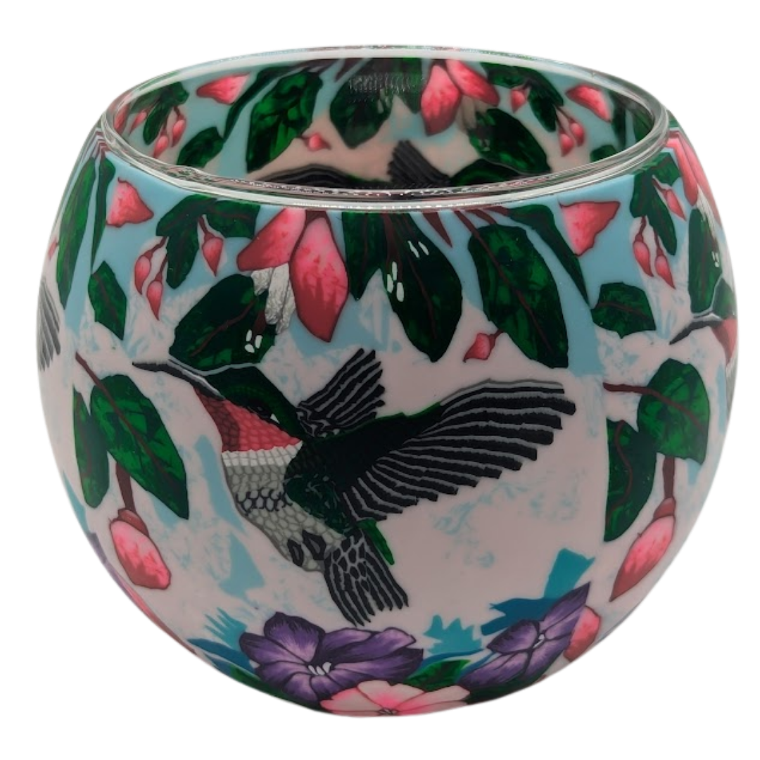 Lampe boule Claymaster – Motif colibri fait main, livrée en coffret cadeau