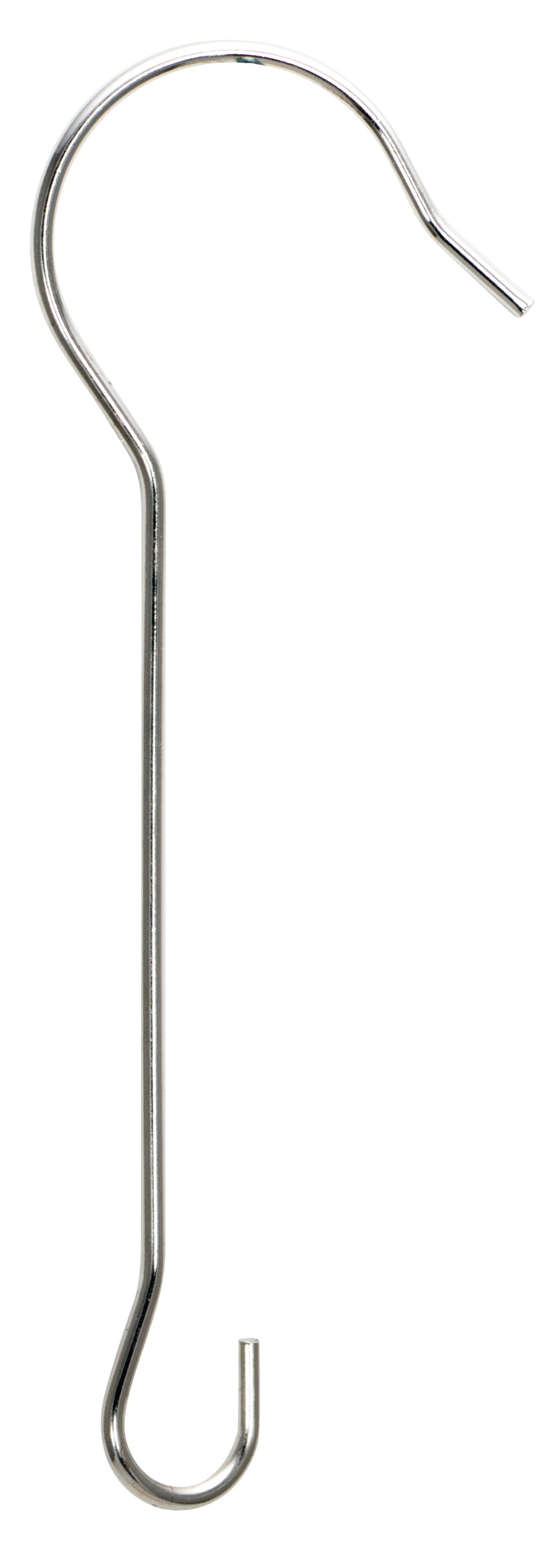 Slim 7-inch silver extension hook with wide top curve and small J-hook for hanging wind spinners